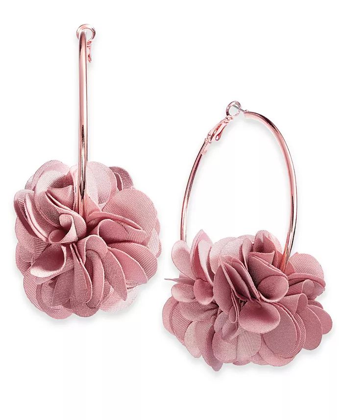 Fabric Flower Hoop Earrings, Created for Macy's | Macy's