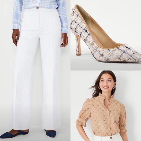 40% off at Ann Taylor  This would make such a classy business casual office look. 

The pants run big. I’m in a 12. 
I took a L in the blouse and it’s roomy too. 

#LTKsalealert #LTKunder100 #LTKshoecrush