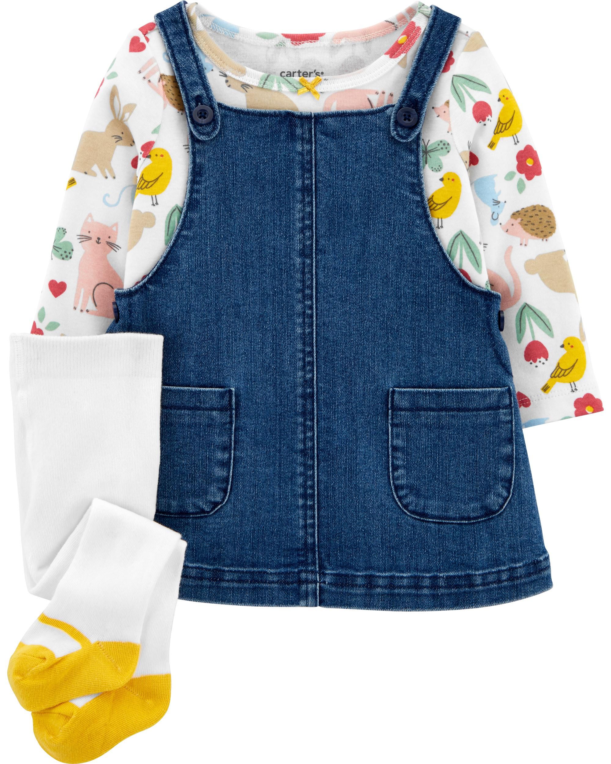 3-Piece Tee & Denim Jumper Set | Carter's