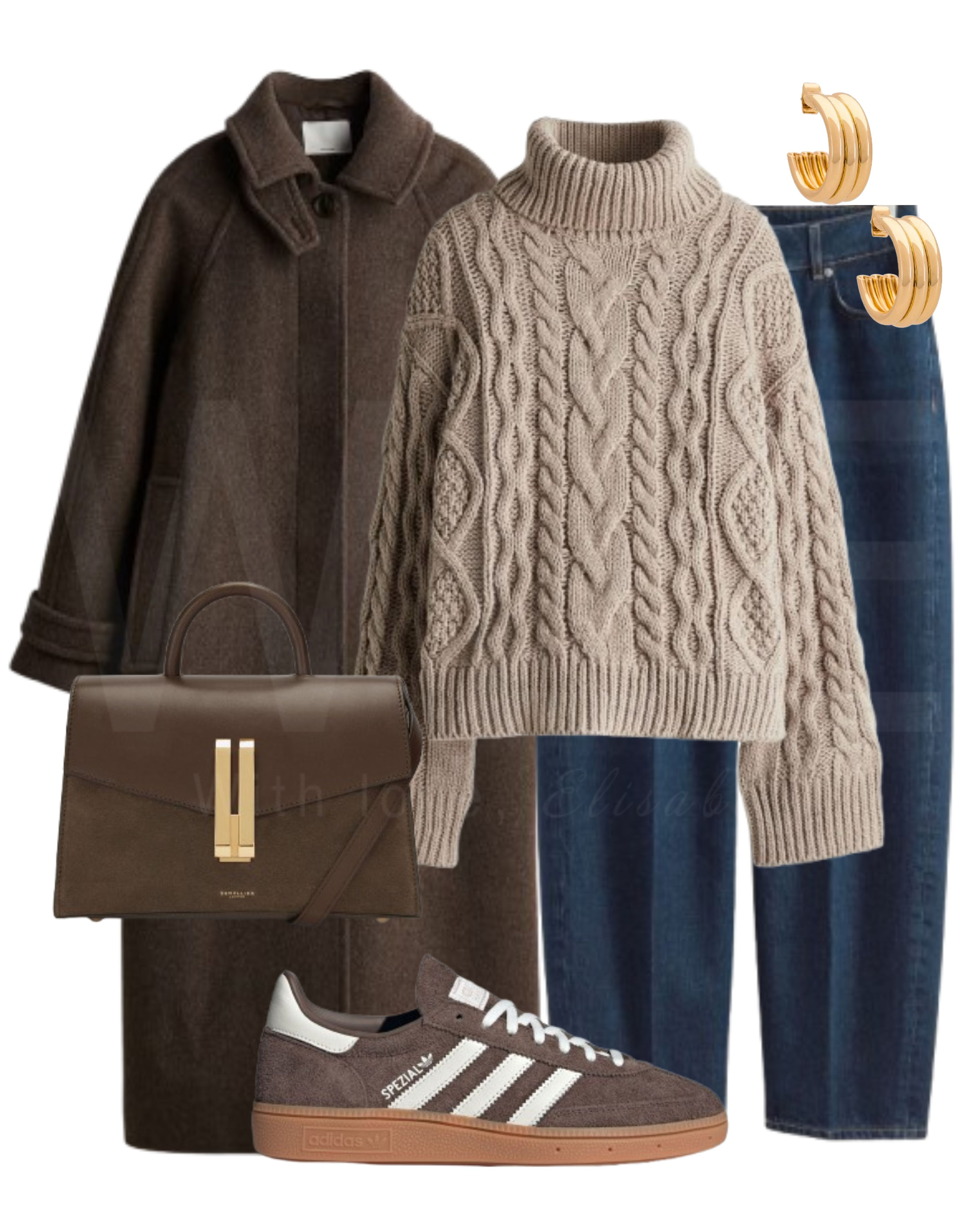 Brown outfit for the winter with cable knit sweater 






barrel jeans, dark wash barrel jeans, everyday winter outfit, long brown wool coat, rich brown wool coat, adidas spezial brown, adidas spezial earth gum, adidas brown, cable knit sweater, suede bag, brown bag, demellier  

 #LTKwinter #LTKshoes #LTKbag