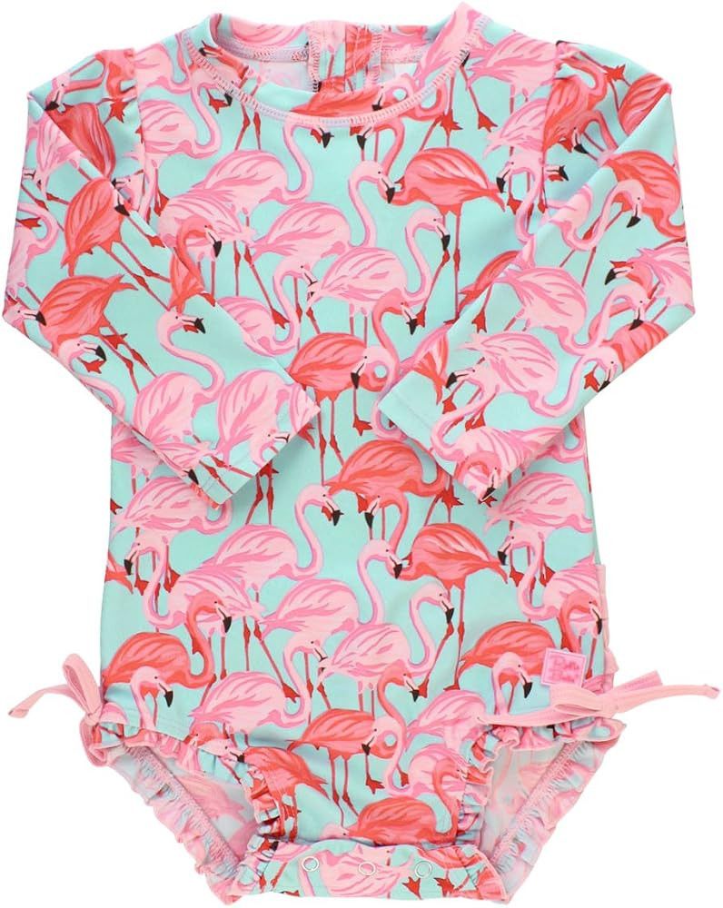 RuffleButts® Baby/Toddler Girls Long Sleeve One Piece Swimsuit with UPF 50+ Sun Protection | Amazon (US)