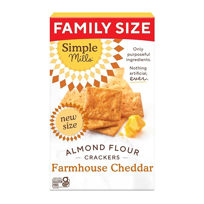 Simple Mills Farmhouse Cheddar Almond Flour Crackers, Gluten Free Crackers Made with Real Cheese ... | Amazon (US)
