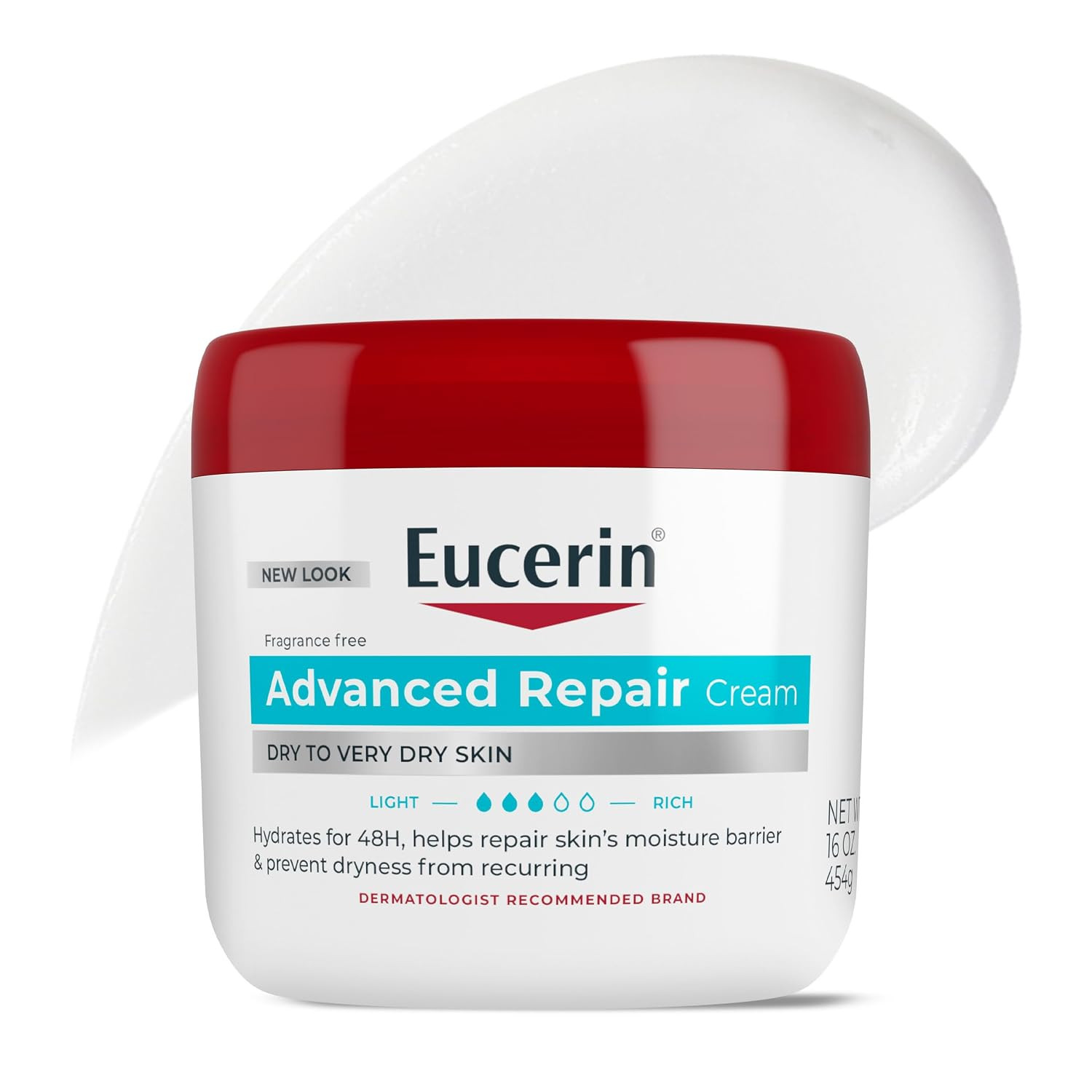 Eucerin Advanced Repair Body Cream, Fragrance Free Body Cream for Dry Skin, 16 Oz Jar | Amazon (US)