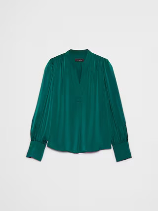 Crepe Volume-Sleeve Blouse | Banana Republic Factory