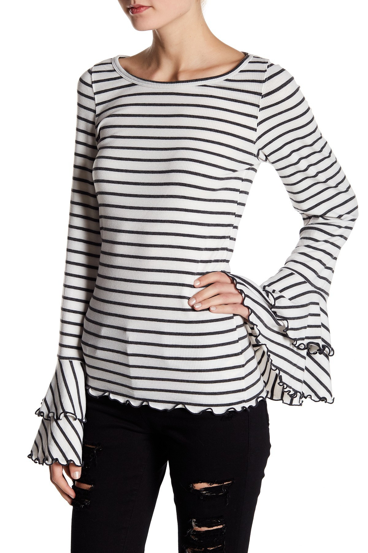 Bell Sleeve Stripe Blouse | Nordstrom Rack