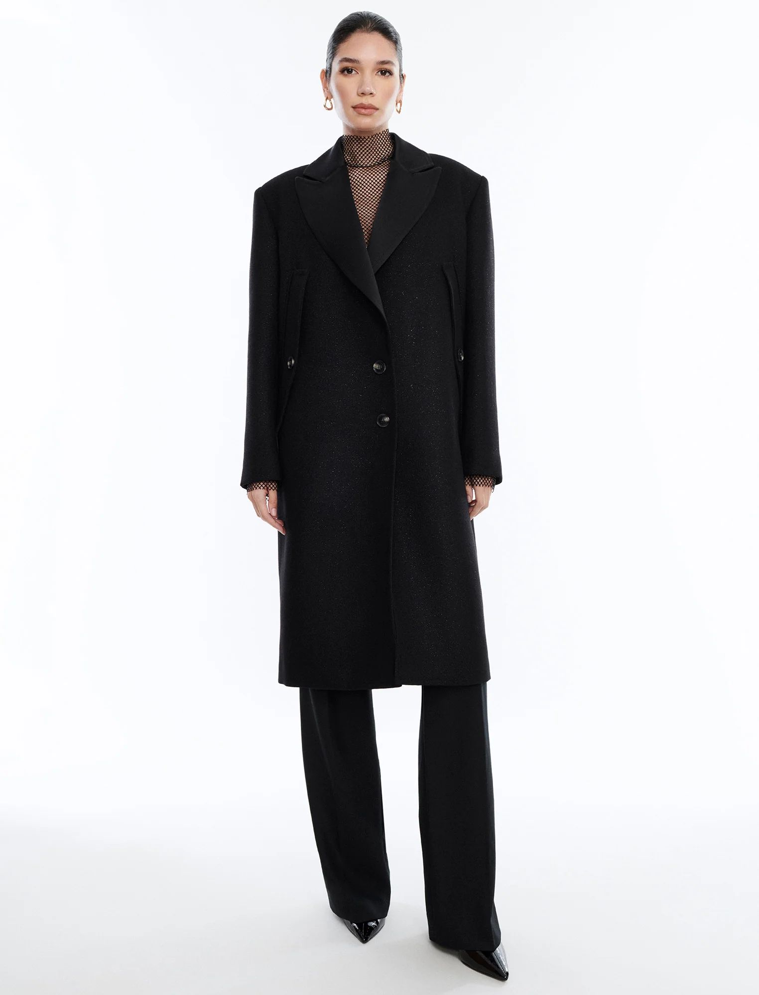 Black Wool Cape Coat | Outerwear | BCBGMAXAZRIA | BCBG Max Azria 