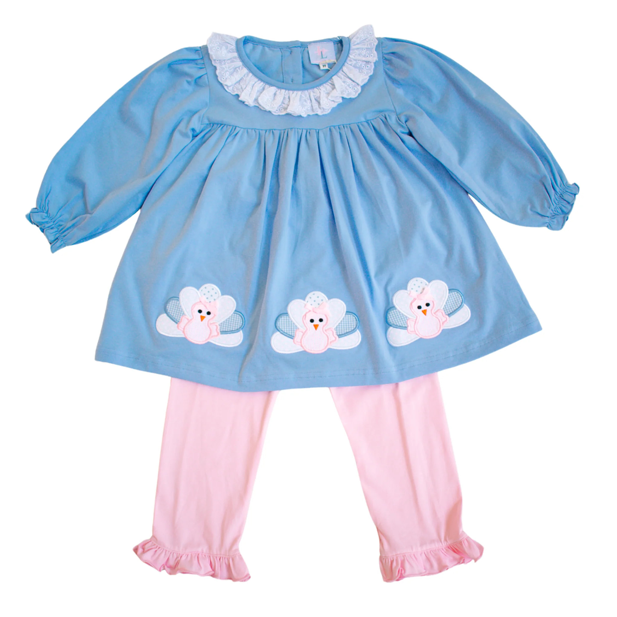 Tallulah Blue Turkey Applique Shirt and Legging Set | Lillie & Lilah