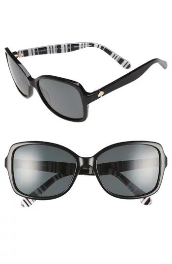 Women's Kate Spade New York 'Ayleen' 56Mm Polarized Sunglasses - Black/ White Pattern | Nordstrom