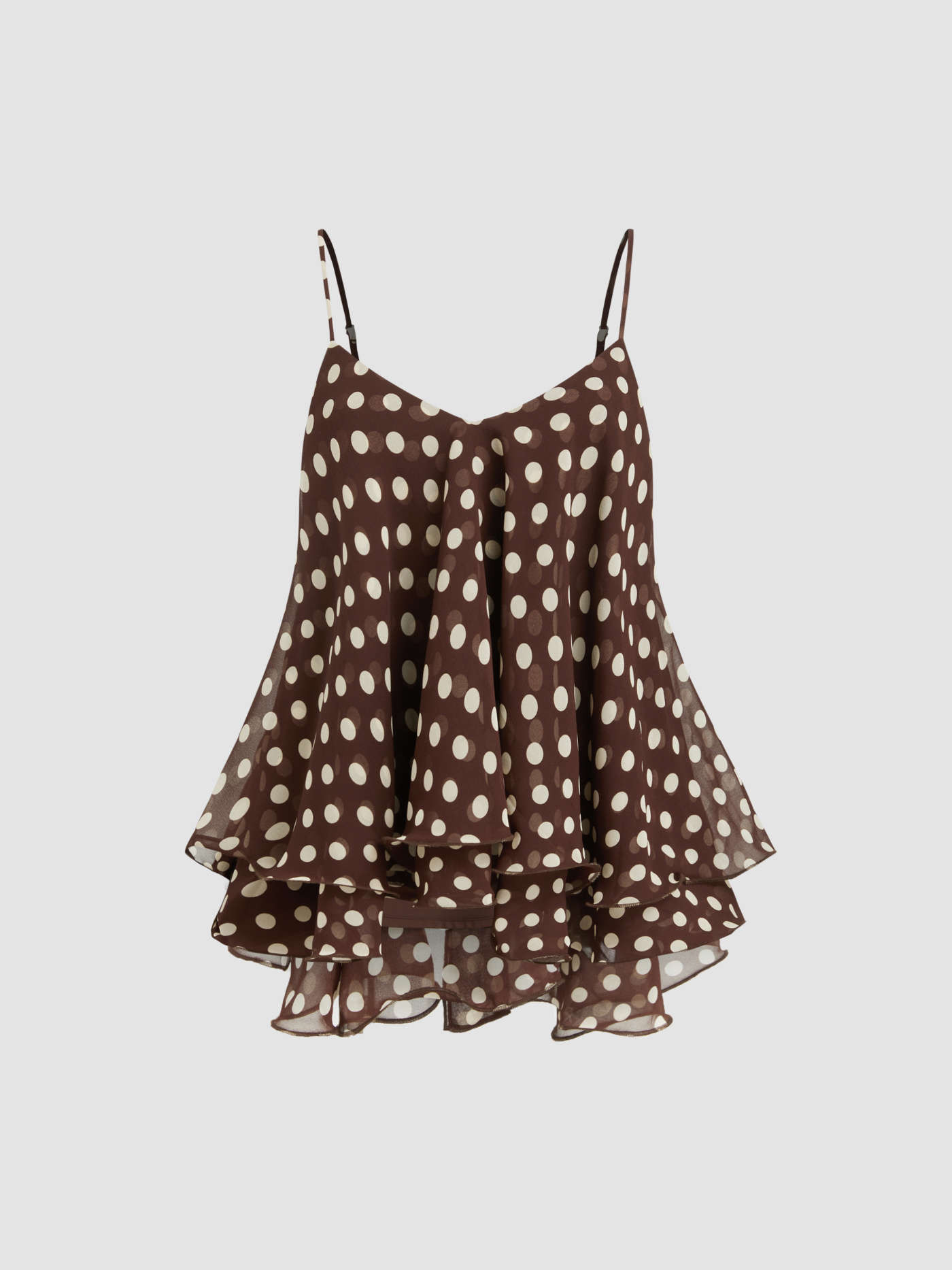 rush outfits Woven Ruffle Hem Knotted Layered Mesh Cami Top For Daily Casual | Cider