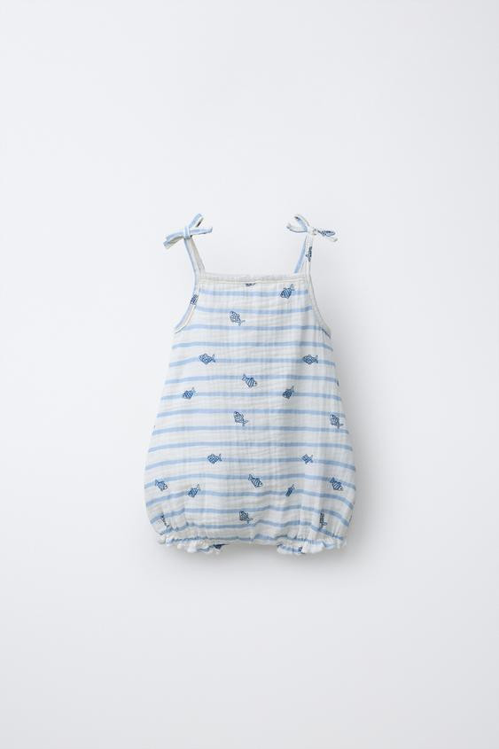 STRIPED AND FISH PRINT ROMPER | Zara US