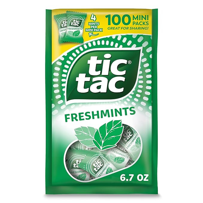 Tic Tac Freshmints, Bulk Bag with 100 Mini Packs (4 Mints each), Share-Size, On-the-Go Mints, 6.7... | Amazon (US)
