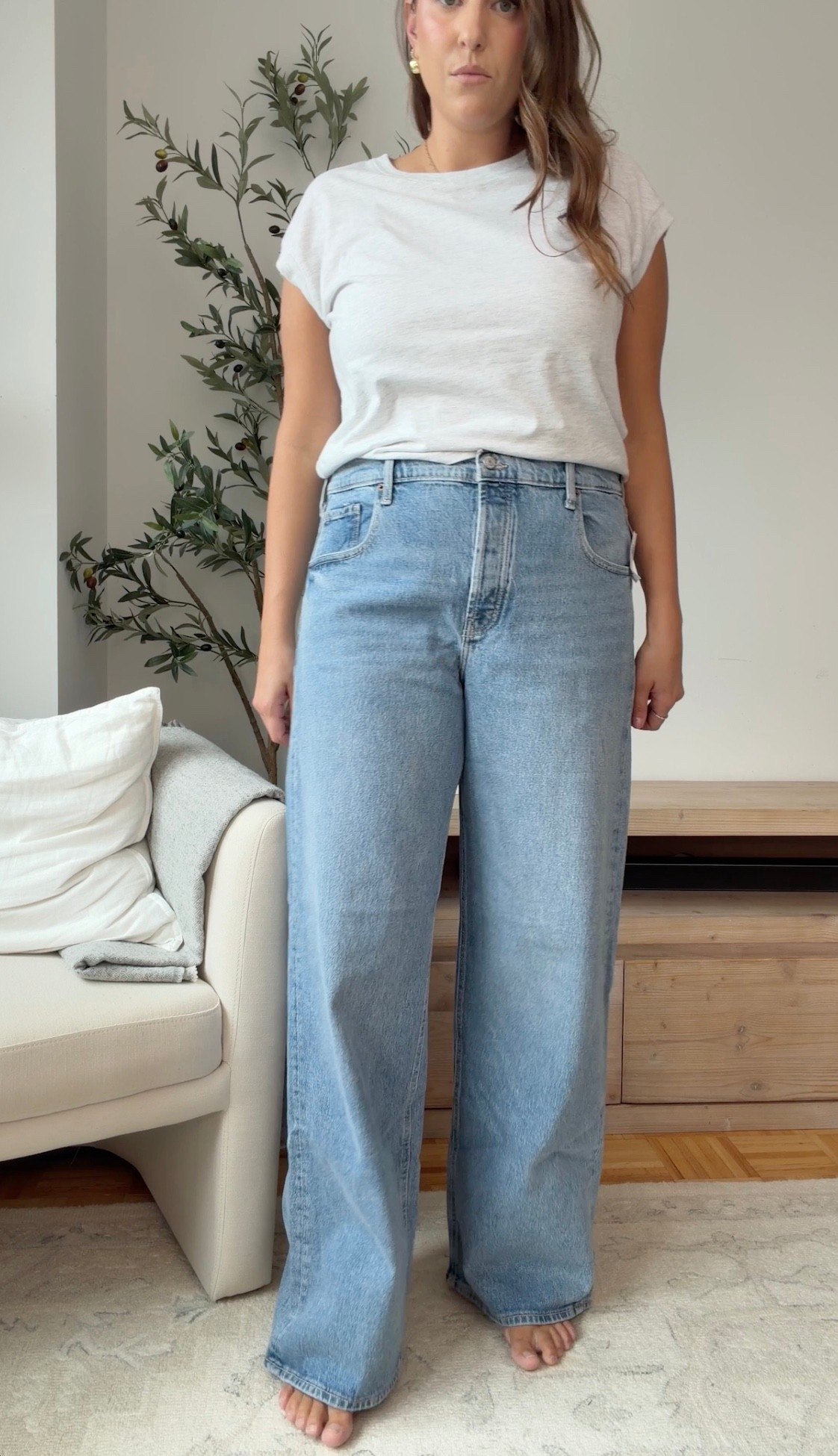 Old Navy wide-leg jeans that are such an easy everyday staple. I’m wearing a size 14 and they run true to size. Love the relaxed fit, high rise, and classic light wash for year-round styling.

Old Navy jeans, size 14 jeans, true to size denim, wide leg jeans, light wash denim, everyday jeans, high rise jeans, casual outfit

#LTKMidsize #LTKTall #LTKPlusSize