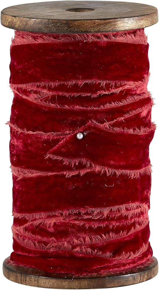 Santa Barbara Design Studio Michel & Co. Wooden Spool with Velvet Ribbon, 10-Yards, Red | Amazon (US)