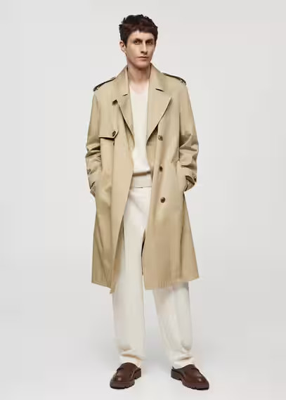 Relaxed fit trench trench coat with belt beige - Man - L - MANGO MAN | MANGO (UK)