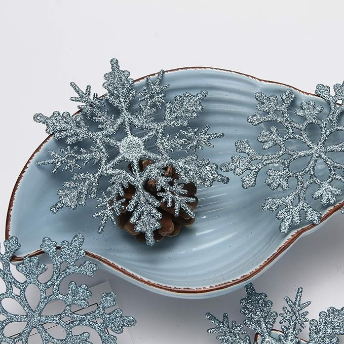 Sea Team Plastic Christmas Glitter Snowflake Ornaments Christmas Tree Decorations, 4-inch, Set of... | Amazon (US)