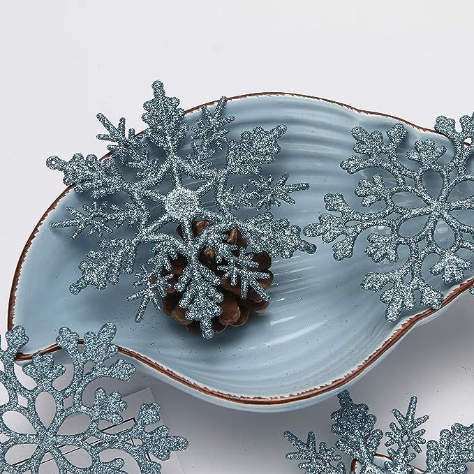 Sea Team Plastic Christmas Glitter Snowflake Ornaments Christmas Tree Decorations, 4-inch, Set of... | Amazon (US)