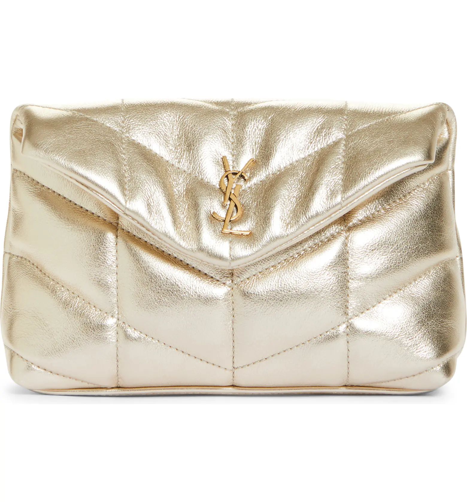 Small Lou Metallic Leather Puffer Clutch | Nordstrom