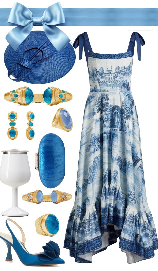 Kentucky derby outfit / derby dress / horse race fashion / derby hat / spring blues / shoulder tie dress / French toile / horse race fashion 

#LTKStyleTip #LTKSeasonal #LTKParties
