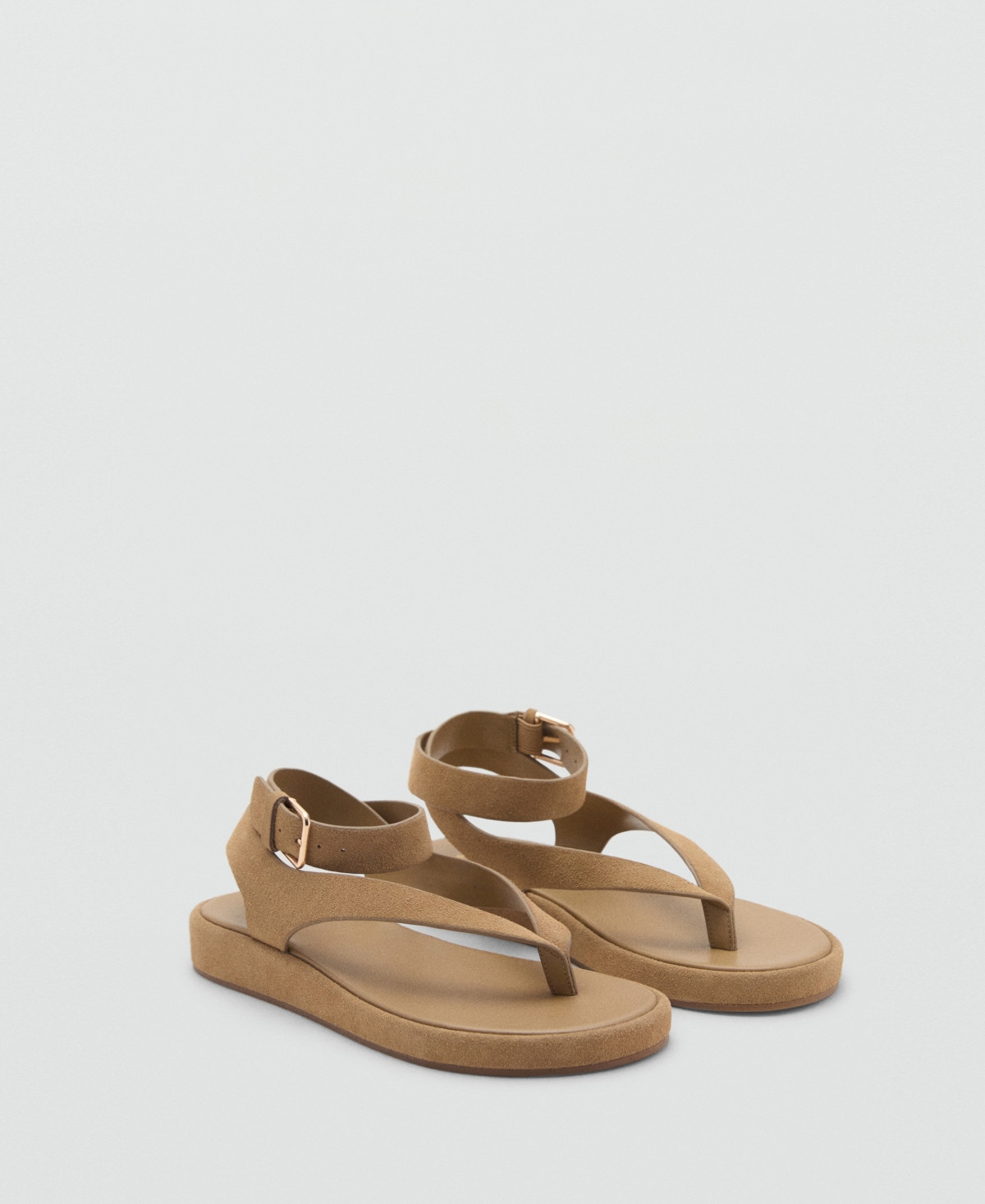 Mango Women's Buckle Split Leather Sandals - Sand | Macy's