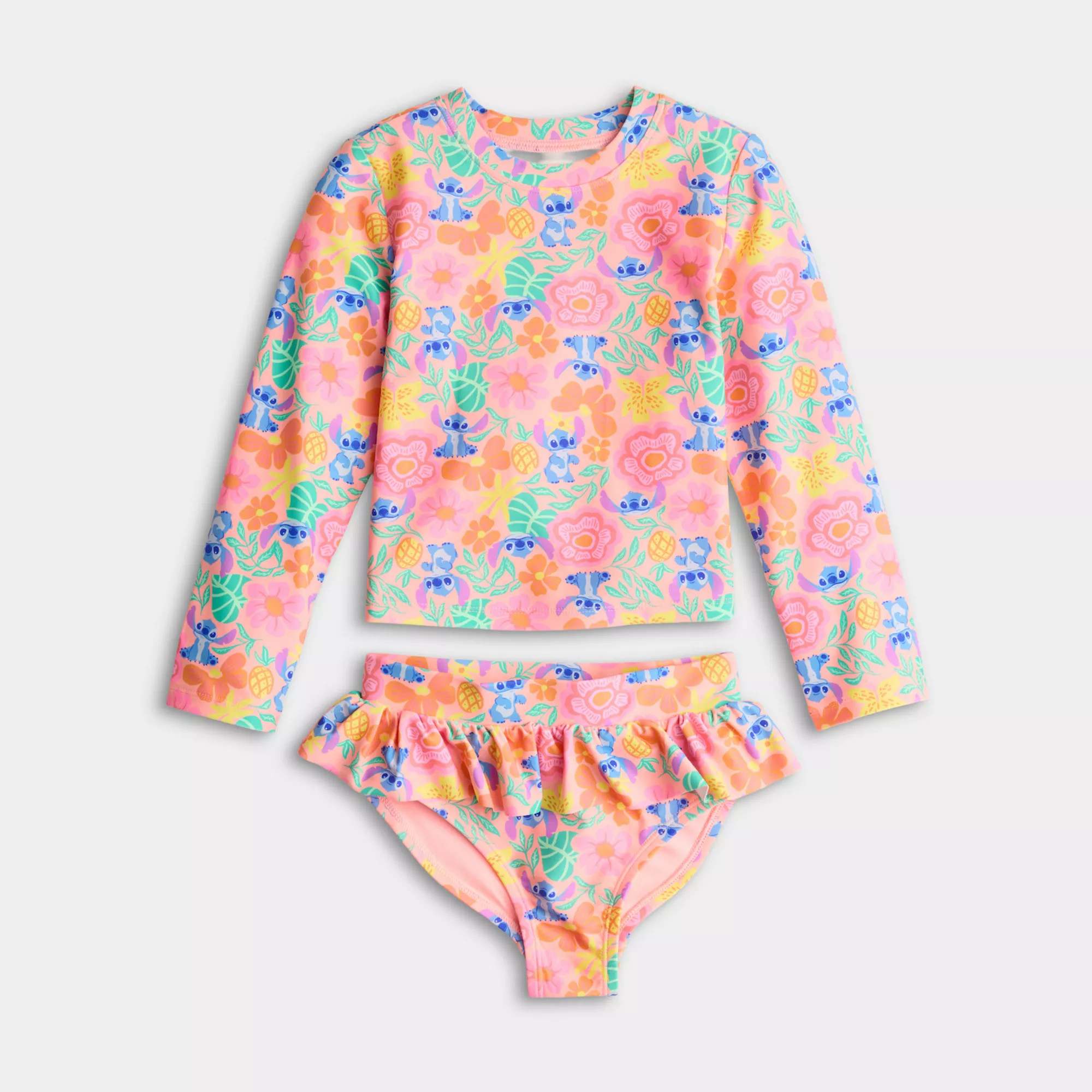 Baby & Toddler Girl Jumping Beans® Disney's Stitch 2-Piece Adaptive Rashguard Set | Kohl's