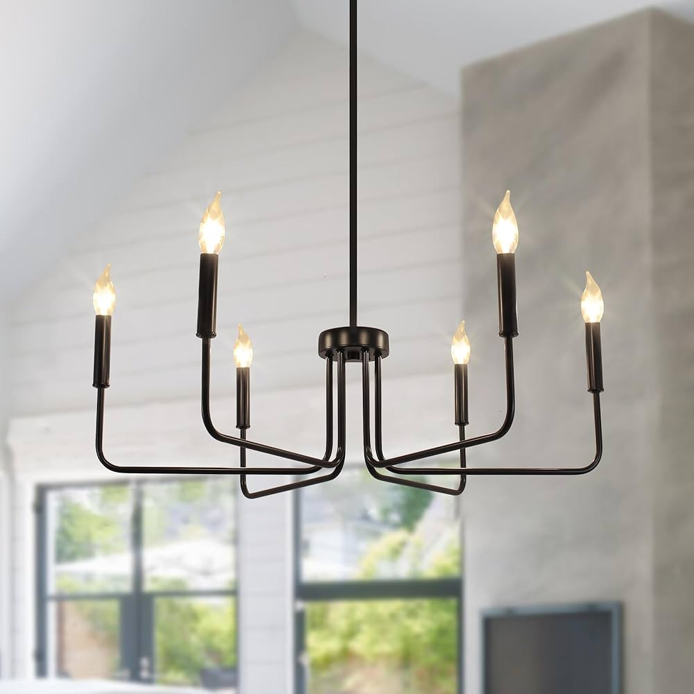 Black Chandelier 6 Light, Modern Farmhouse Chandelier for Dining Room Light Fixture Industrial Ca... | Amazon (US)