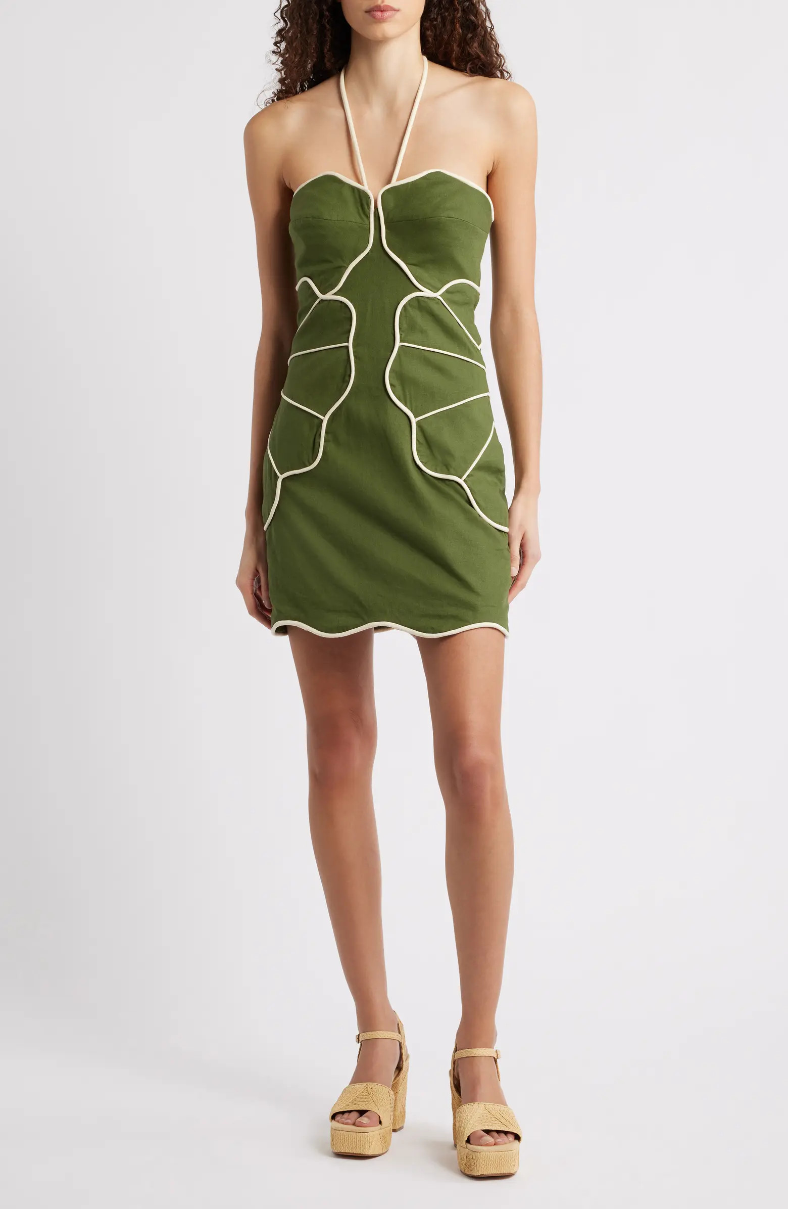 Green Wavy Halter Minidress | Nordstrom