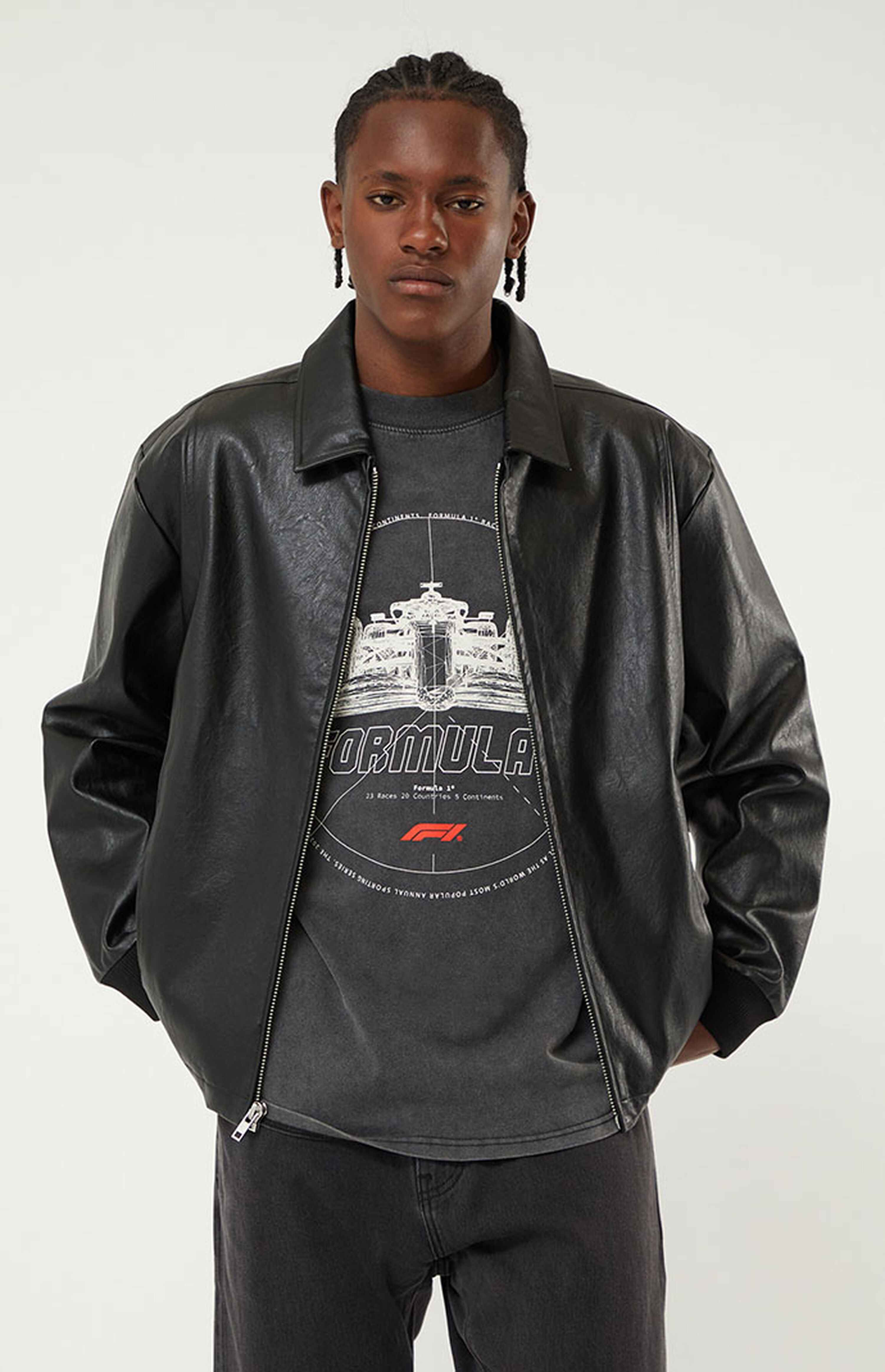 PacSun Faux Leather Collared Bomber Jacket | PacSun