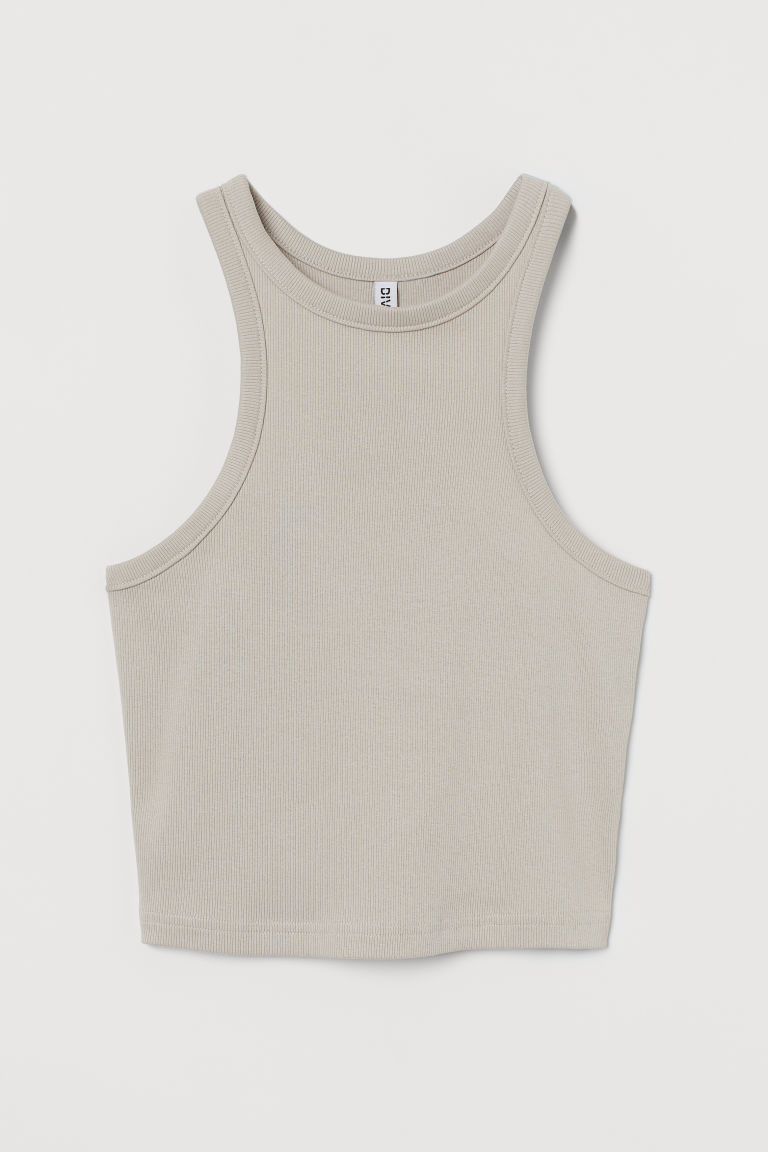 H & M - Ribbed Tank Top - Brown | H&M (US + CA)