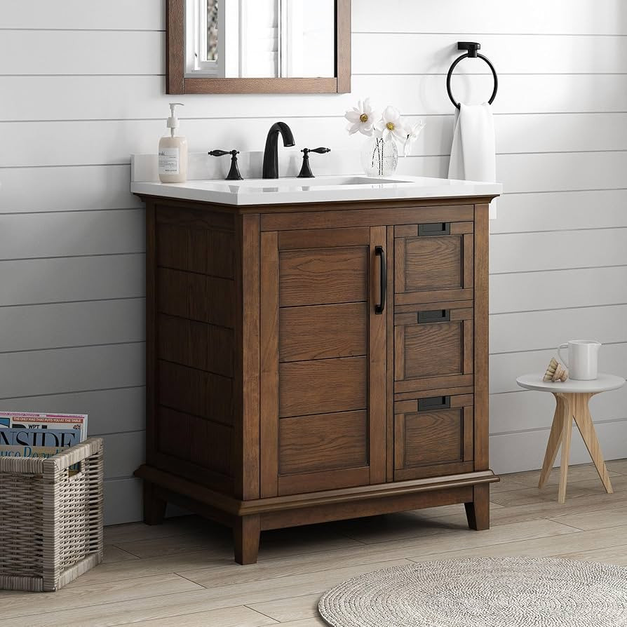Ove Decors Pembroke 30 in. Single Sink Bathroom Vanity in Antique Coffee with Ash veneer | Amazon (US)
