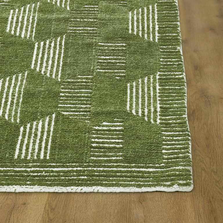 Beautiful Tufted Thyme Green Geometric Stripe Indoor Area Rug by Drew Barrymore, 8' x 10' | Walmart (US)