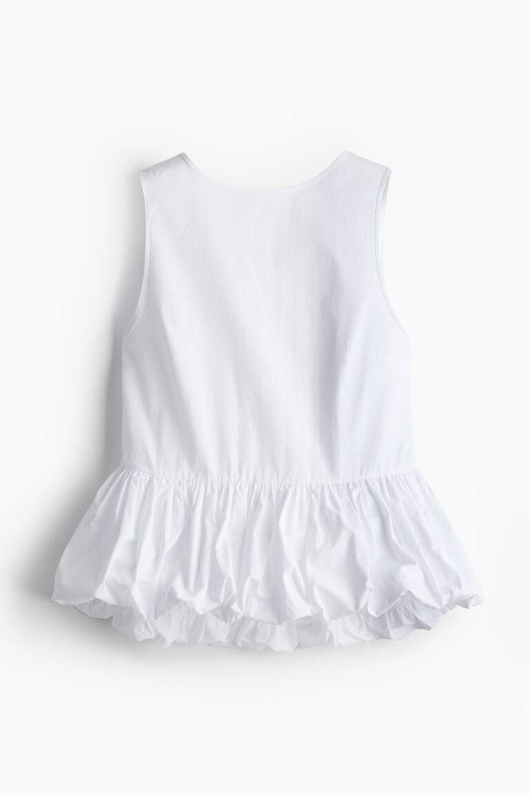 Tie-detail bubble-hem top - Round neck - Sleeveless - White - Ladies | H&M GB | H&M (UK, MY, IN, SG, PH, TW, HK)