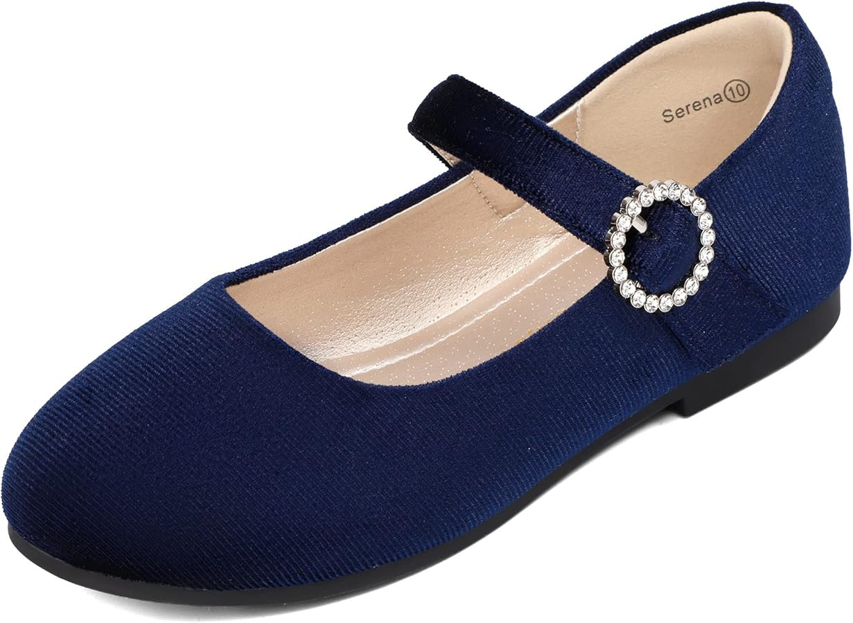 PANDANINJIA Sarena Girls Dress Shoes Rhinestone Flower Girl Ballerina Ballet Flats Mary Jane Wedd... | Amazon (US)