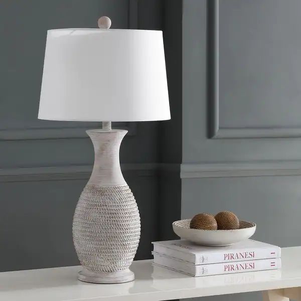 SAFAVIEH Lighting Bentlee Grey 30-inch LED Table Lamp (Set of 2) - 15"x15"x30" | Bed Bath & Beyond