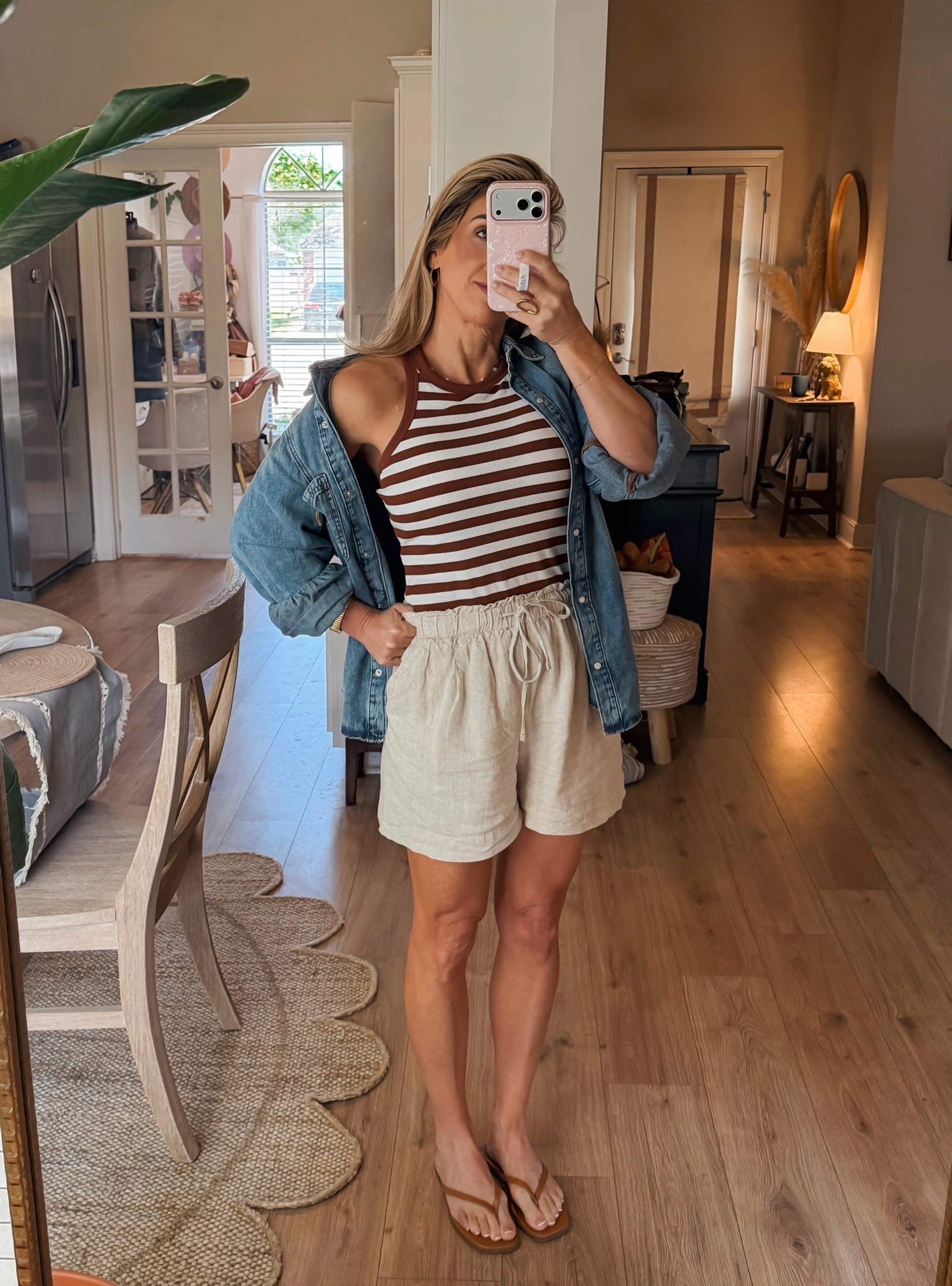 The Weekend outfit. ☀️✌🏻

Summer outfits over 40, stripe tank top, early fall outfits women, denim button down shirt, sandals, mom outfits, weekend outfits

#LTKdayinmylife #LTKootd #LTKmomlife
