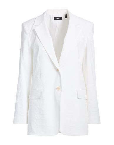 Theory Woman Blazer White Size 14 Linen, Viscose, Elastane | YOOX (US)