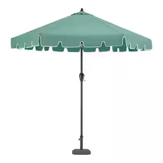 Hampton Bay 9 ft. Aluminum Market Push Button Tilt Patio Umbrella in Aloe Green 9800-01567811 | The Home Depot
