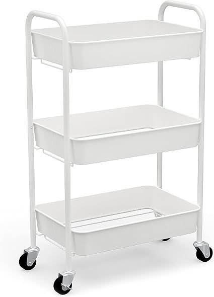 CAXXA 3-Tier Rolling Metal Storage Organizer - Mobile Utility Cart Kitchen Cart with Caster Wheel... | Amazon (US)
