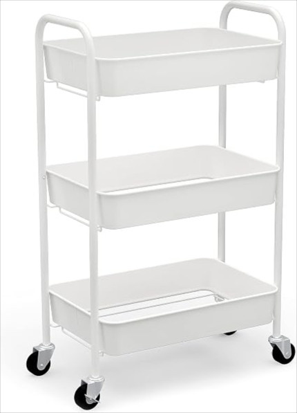 Click for more info about CAXXA 3-Tier Rolling Metal Storage Organizer - Mobile Utility Cart Kitchen Cart with Caster Wheel...