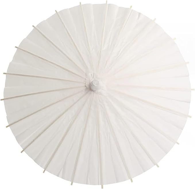 33" White Rainproof Decoration Dance Handmade Oiled Paper Parasol Silk Cloth Umbrella Chinese Jap... | Amazon (US)