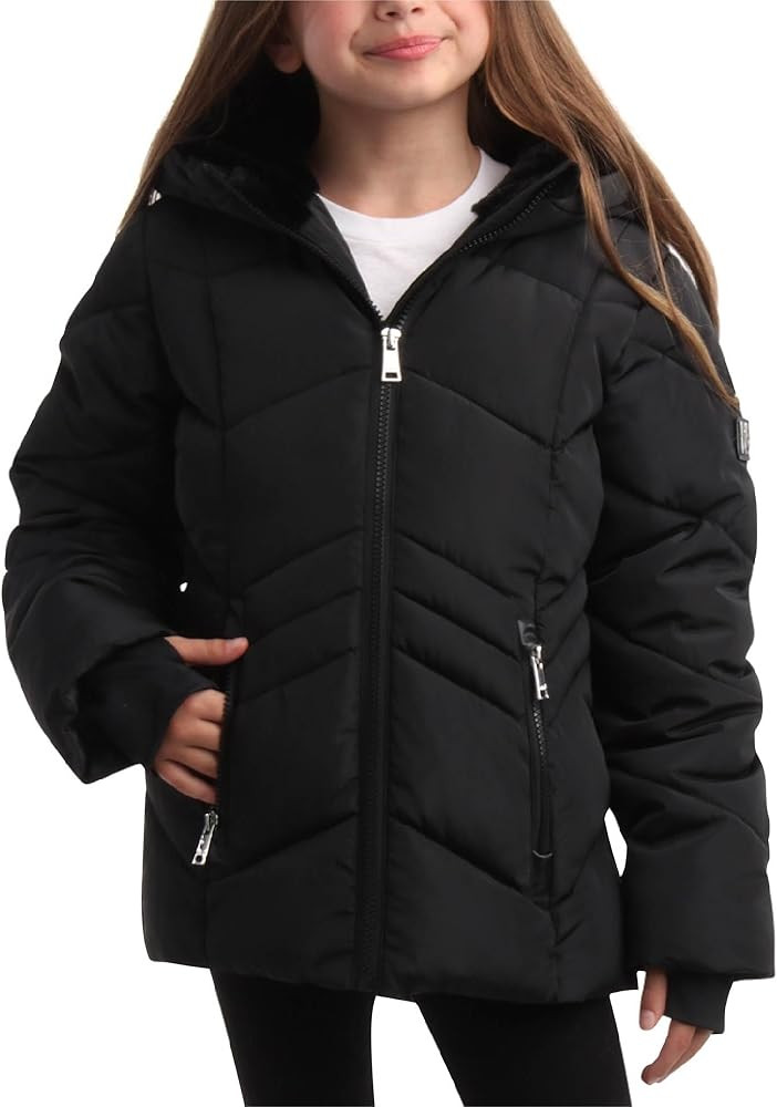 DKNY Girls Winter Jacket - Heavyweight Soft Sherpa Fur Lined Parka Jackets for Girls - Insulated ... | Amazon (US)