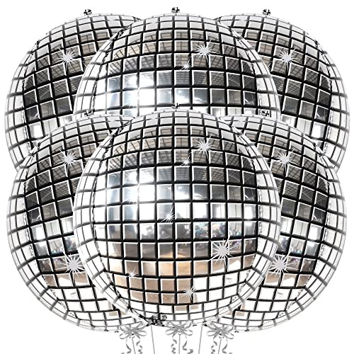 KatchOn, Big Silver Disco Ball Balloons - 22 Inch, Pack of 6 | Disco Party Decorations, 4D Sphere... | Amazon (US)
