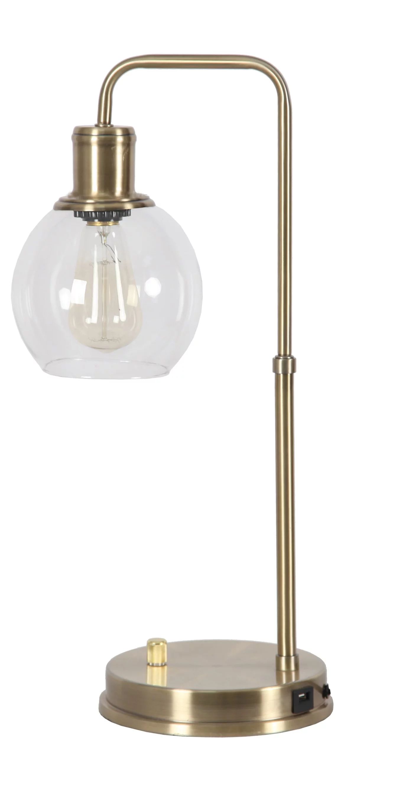 Better Homes & Gardens Gold Desk Lamp with USB - Metal Finish - Glass Shade - Walmart.com | Walmart (US)