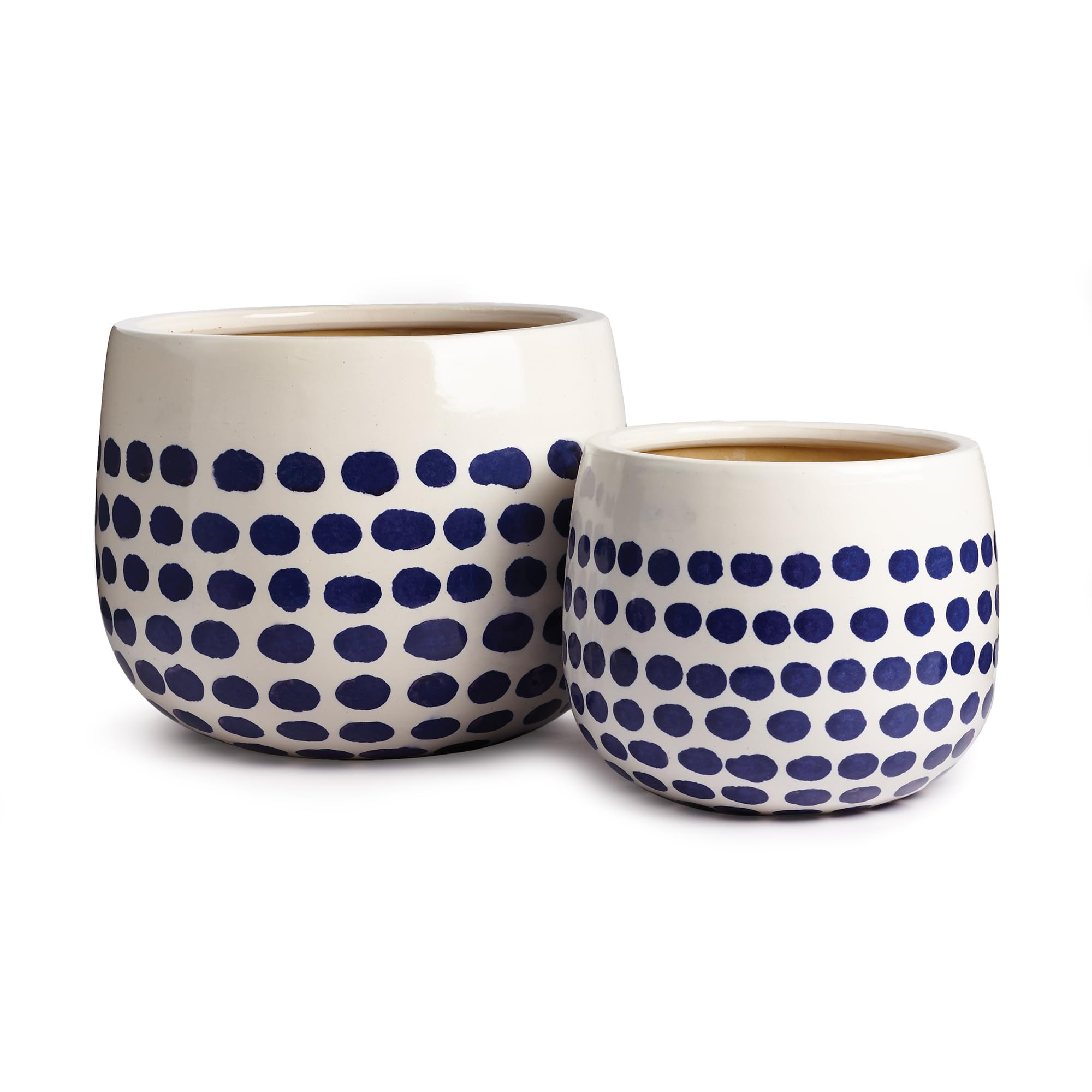 Napa Home & Garden - Set of 2 Ceramic Planters with Blue Polka Dot Design, 8 and 6 Inch | Amazon (US)