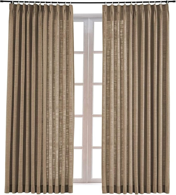 TWOPAGES 150 W x 102 L inch Pinch Pleat Darkening Drape Faux Linen Curtain Drapery Panel for Livi... | Amazon (US)
