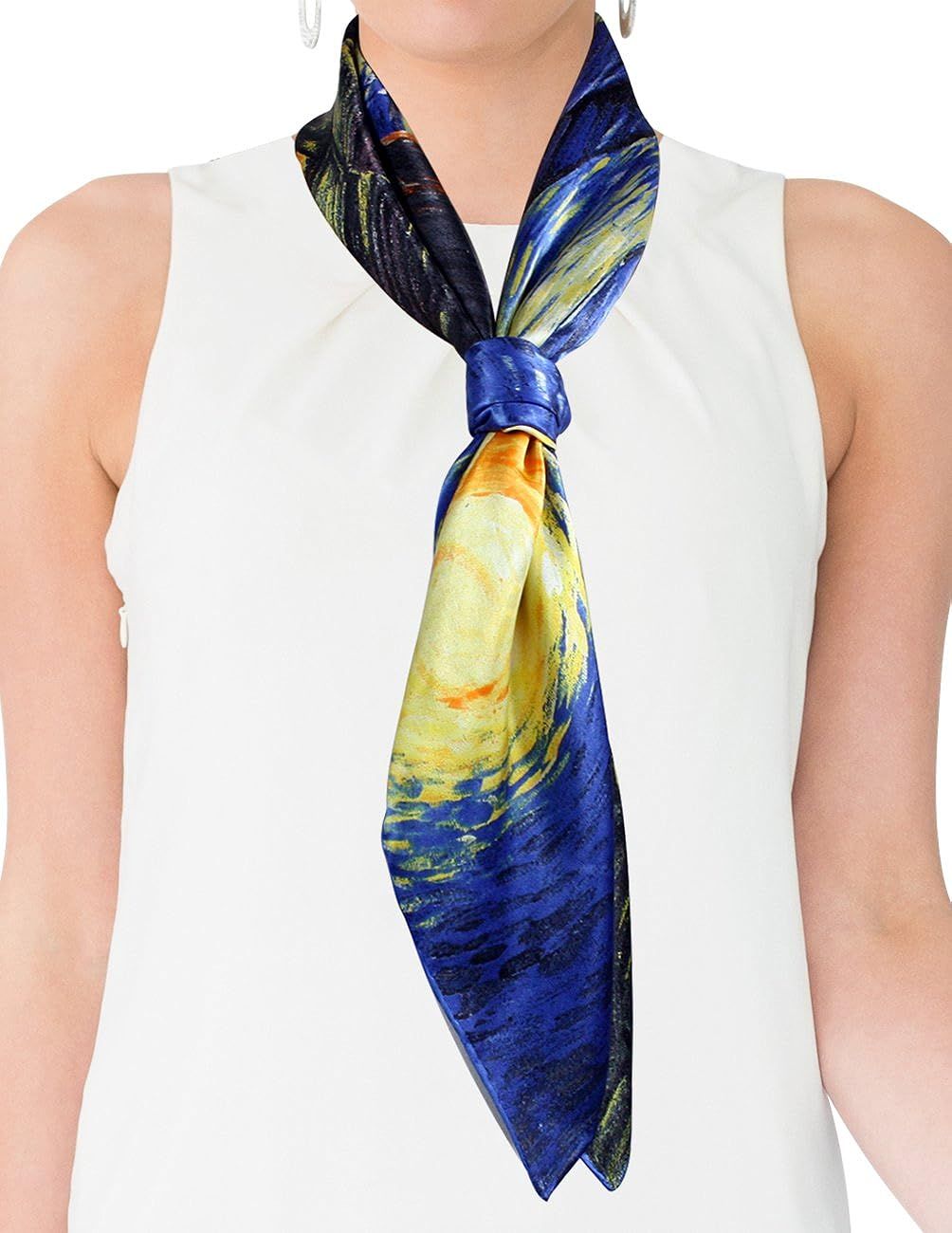 Dahlia Women's 100% Luxury Long Silk Scarf - Van Gogh's Art Collection | Amazon (US)