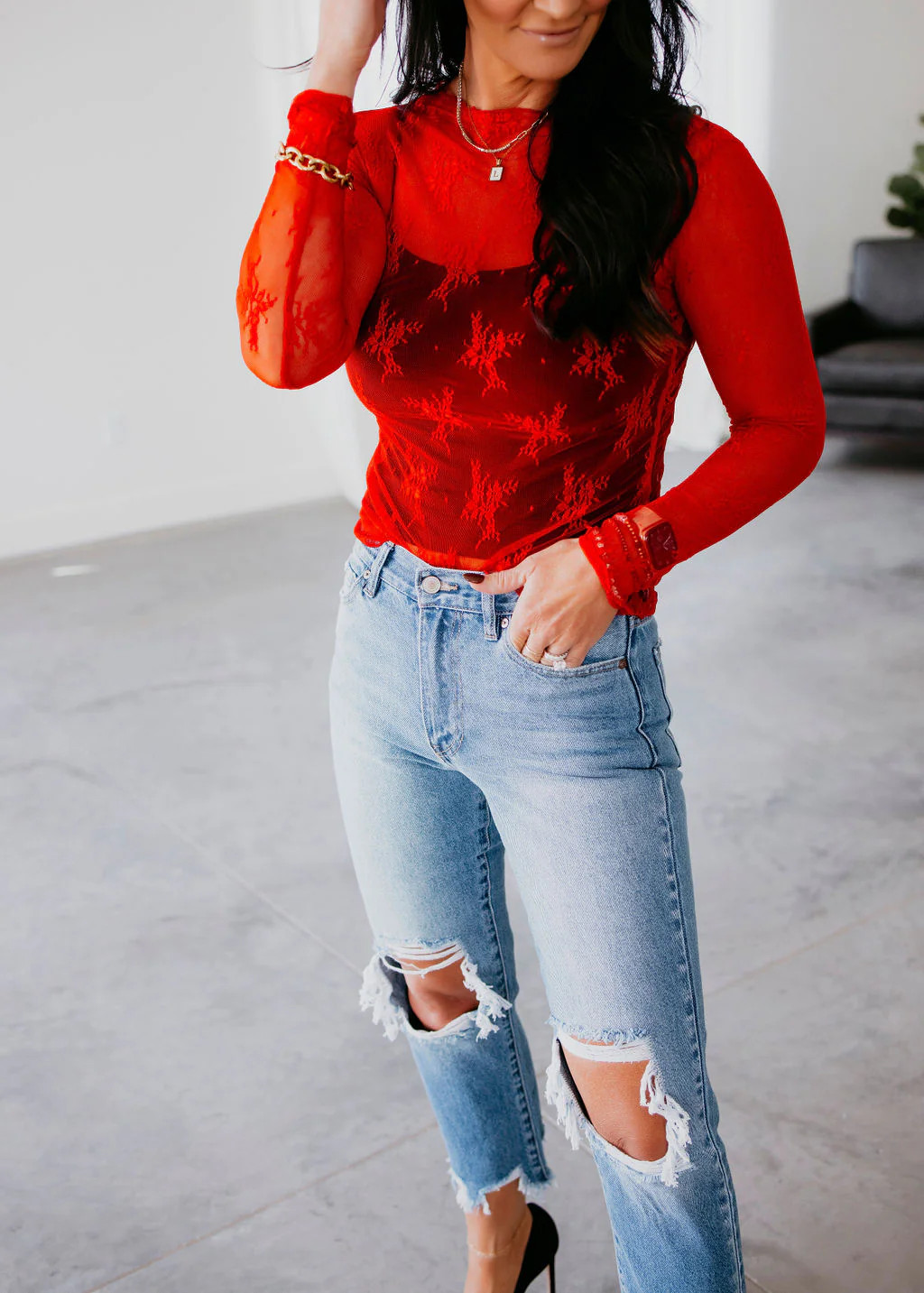 Ember Floral Mesh Top | Lauriebelles