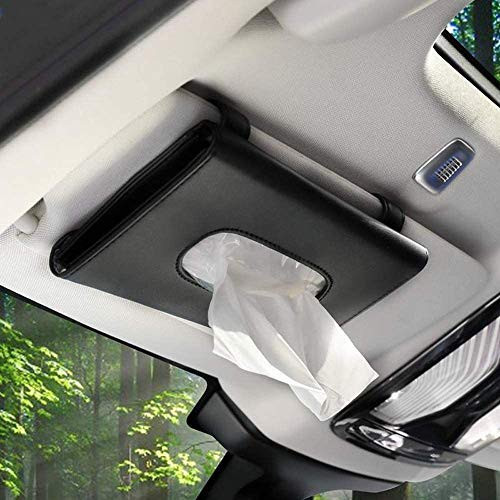 Tissue Box Holder for Car, Car Tissues Holder, Car Napkin Case, Hanging Paper Towel Clip, PU Leather Tissue Box, Paper Carton, Mask Holder for Car Black | Amazon (US)