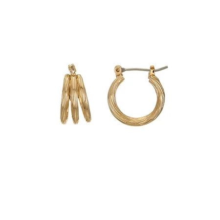 Time and Tru Small Triple Layer Gold Hoop for Women, Twisted Gold | Walmart (US)