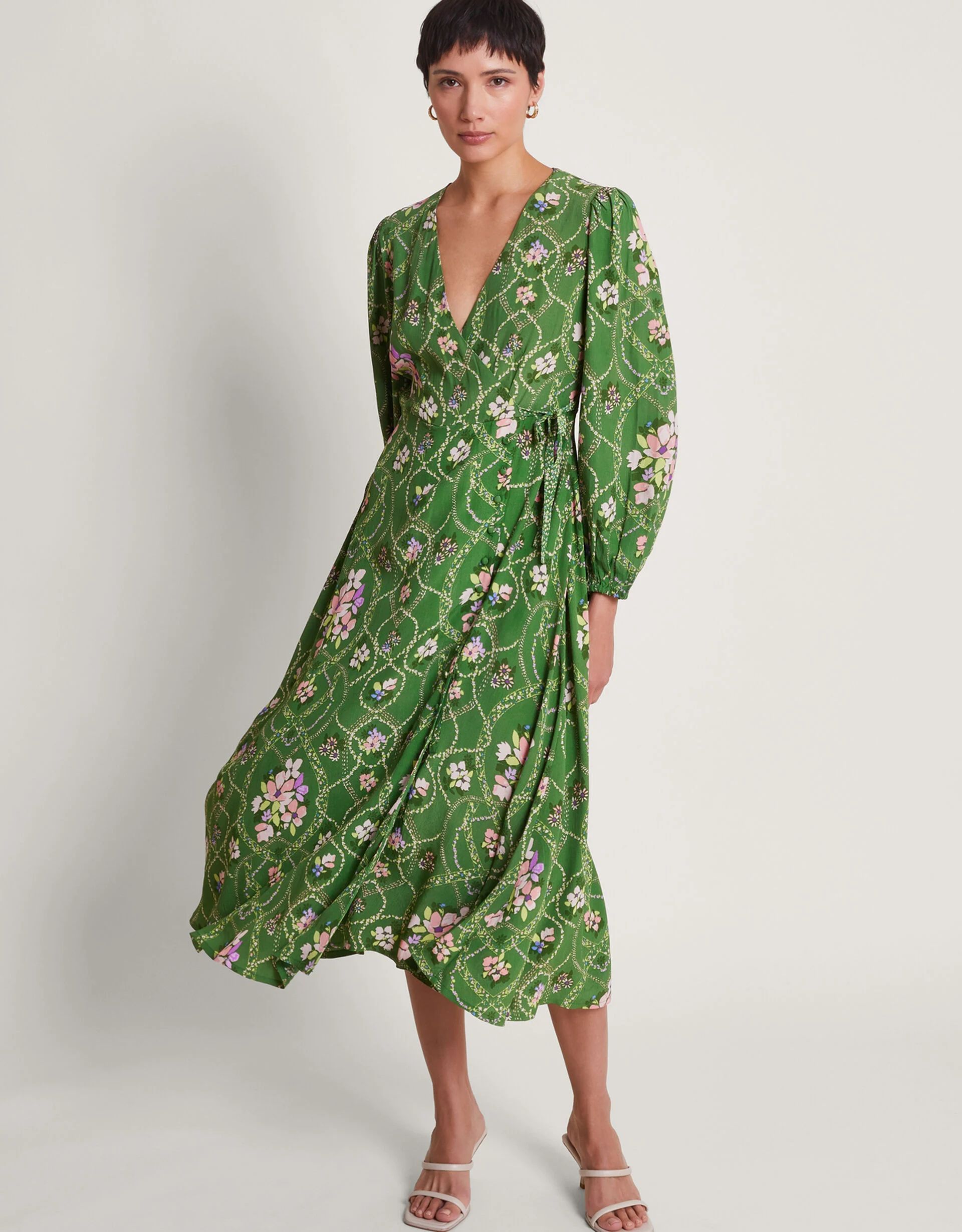 Kira Wrap Dress Green | Monsoon (UK)