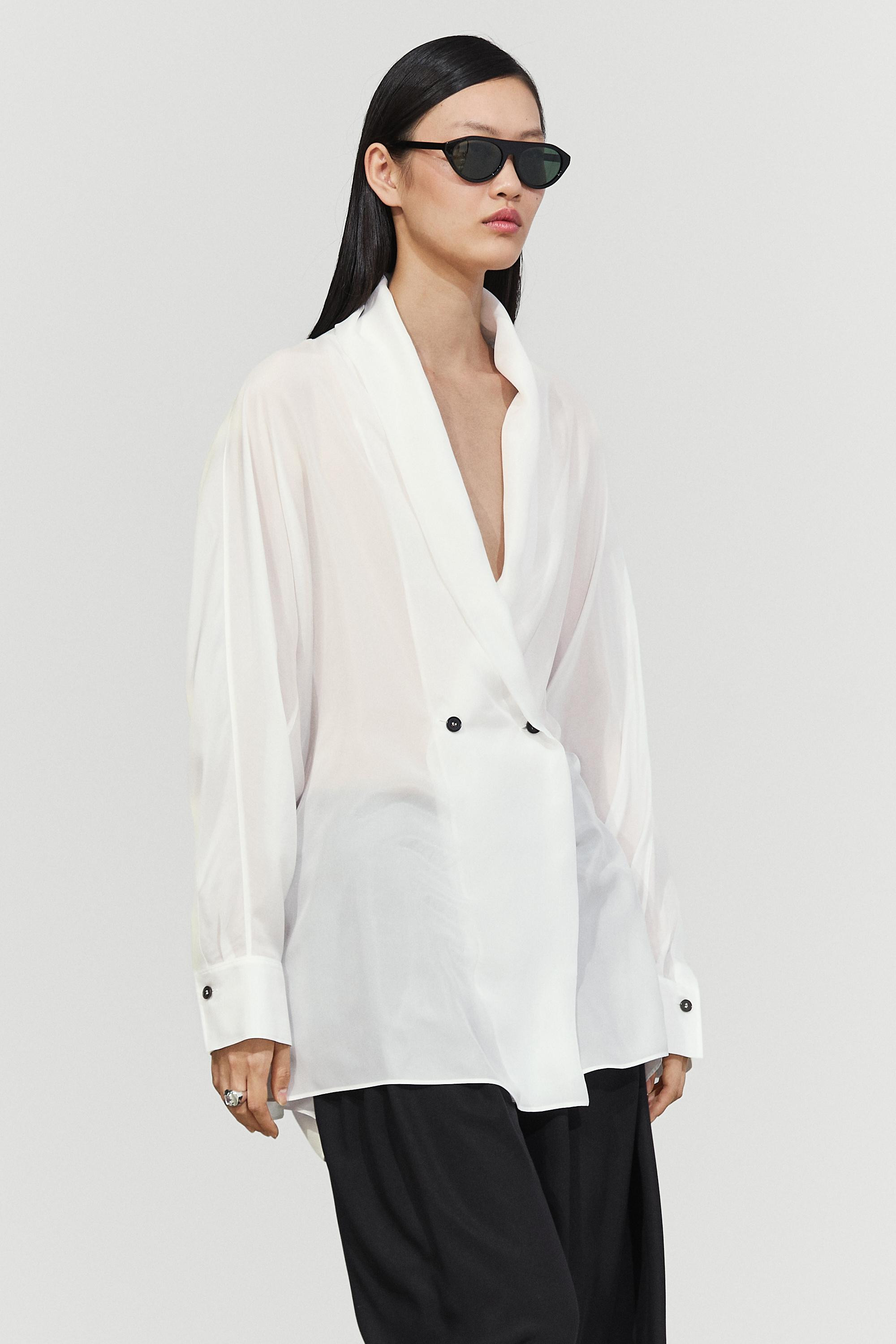 Flowing 100% silk tuxedo-style kimono | Massimo Dutti UK